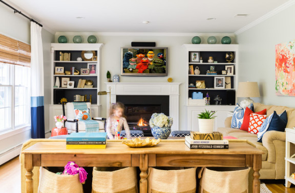 A Colorful Room for a Young Family - Traditional - Living Room