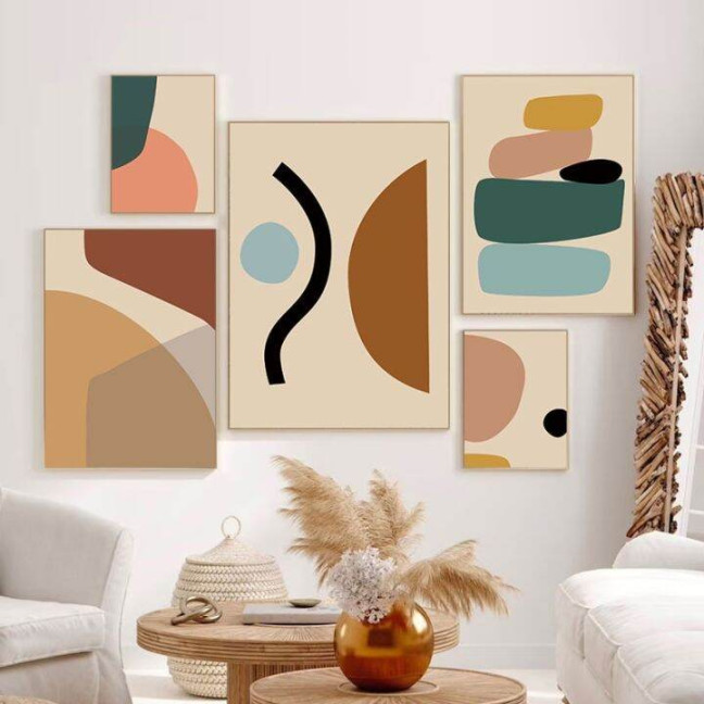 Abstract Color Block Graphic Canvas Art Painting Prints Modern