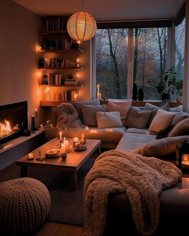 Aesthetic cozy living room decor