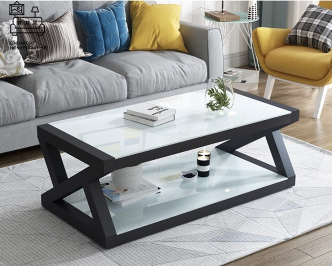 AMERSFOORT® Glass Coffee Table  Tempered Glass   Colours: Black, White    Lengths: mm, 100mm  $