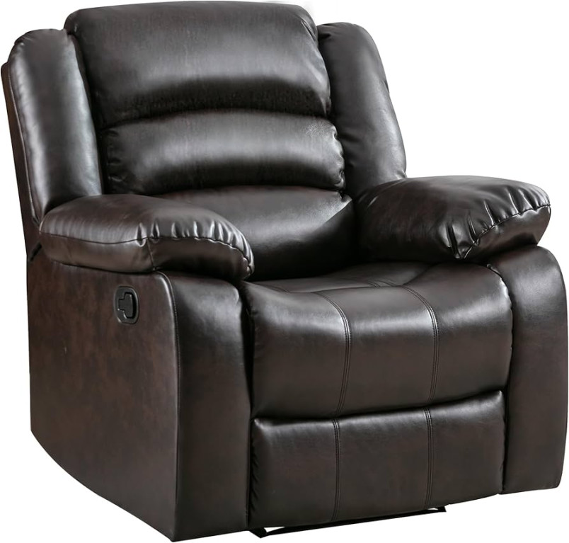 ANJ Manual Recliner Chair, Breathable Faux Leather Reclining