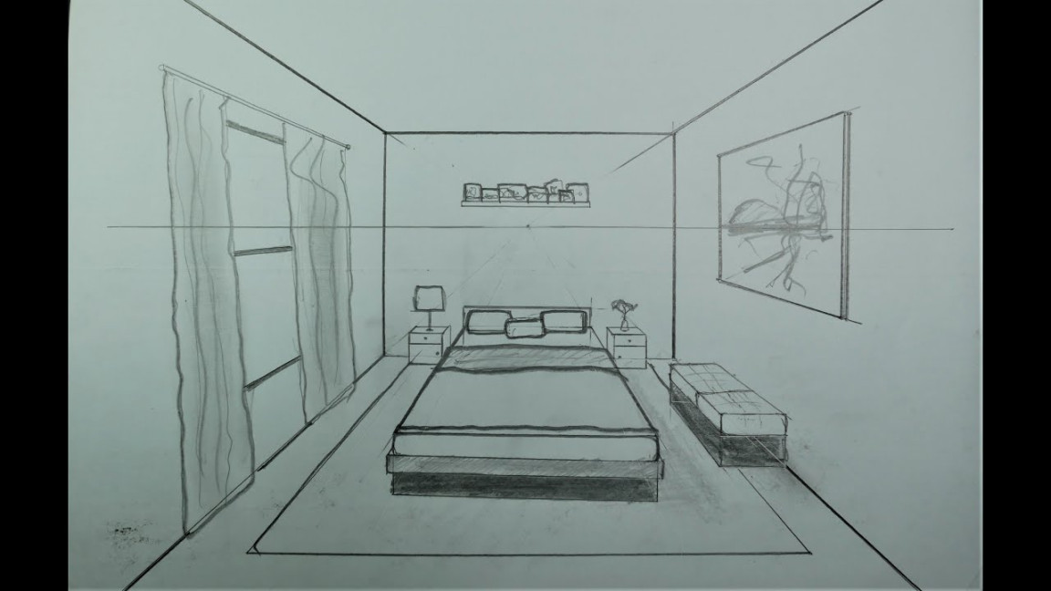 Architecture How To Draw Bedroom Design in One Point Perspective Step by  Step