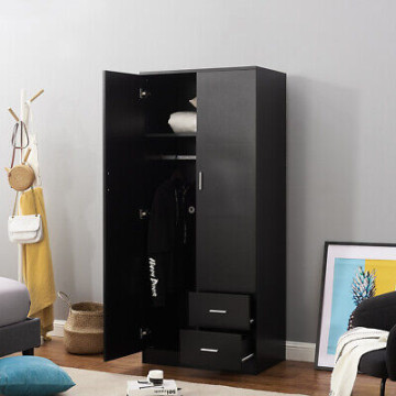 Bedroom Furniture  Door Wardrobe Matt Black Storage With Shelf Hanging  Rail UK