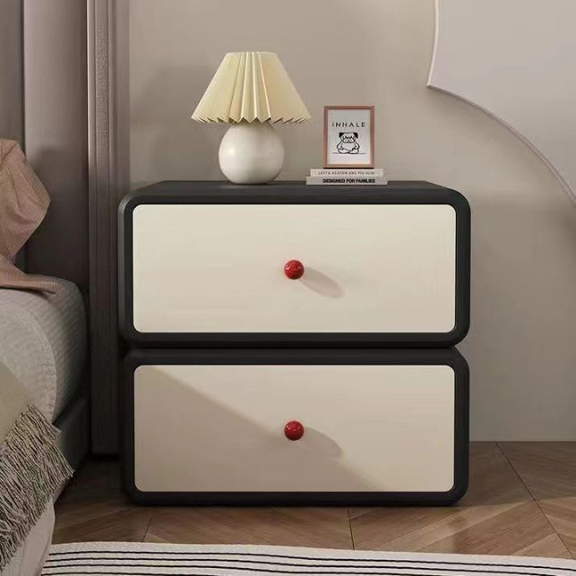 Bedside Table New White Solid Wood Leather Bedroom Sideboard Small Bedroom  cm Storage Cabinet (JC)