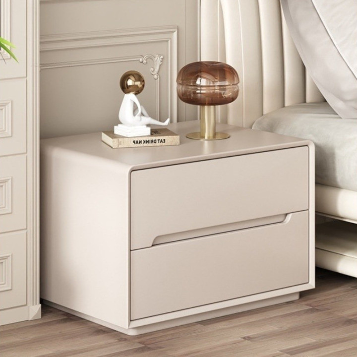 Bedside Table Sideboard Modern Simple Solid Wood Cream White