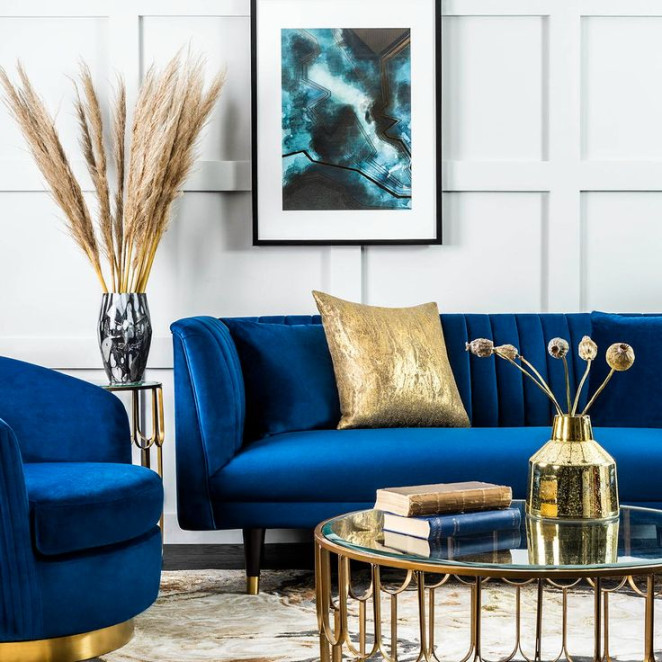 Blue sofa living room ideas –  ways to style statement colour