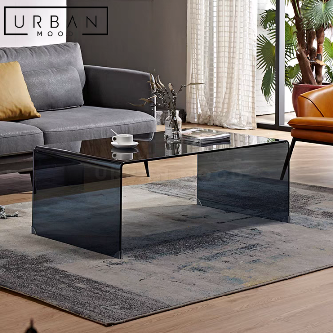 BRITT Minimalist Glass Coffee Table - L x W x H / Clear glass /  Single Tier