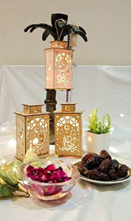 Buy Wood Vogatore Ramadan Mubarak LED Lamp For Home Decor, Ramadan