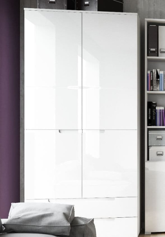 Cellini White High Gloss  Door  Drawer Wardrobe S8