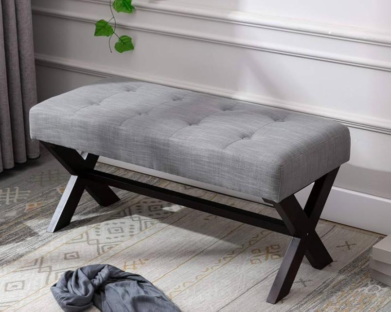 chairus Fabric Upholstered Entryway Bench Seat, Gray  inch