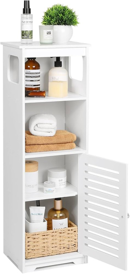 CITLOW Bathroom Waterproof Cabinet,White Floor Standing Storage