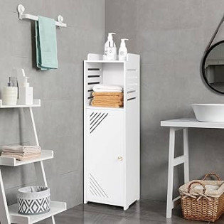 CITLOW Waterproof Bathroom Cabinet, White Bathroom Storage Unit,Modern  Multi-Purpose Single Door Cabinet for Kitchen Hallway Entryway and