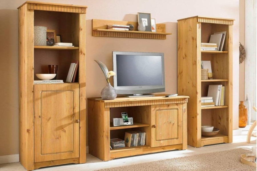 clever-moebel Wall Unit -Piece Country House Style TV Shelf