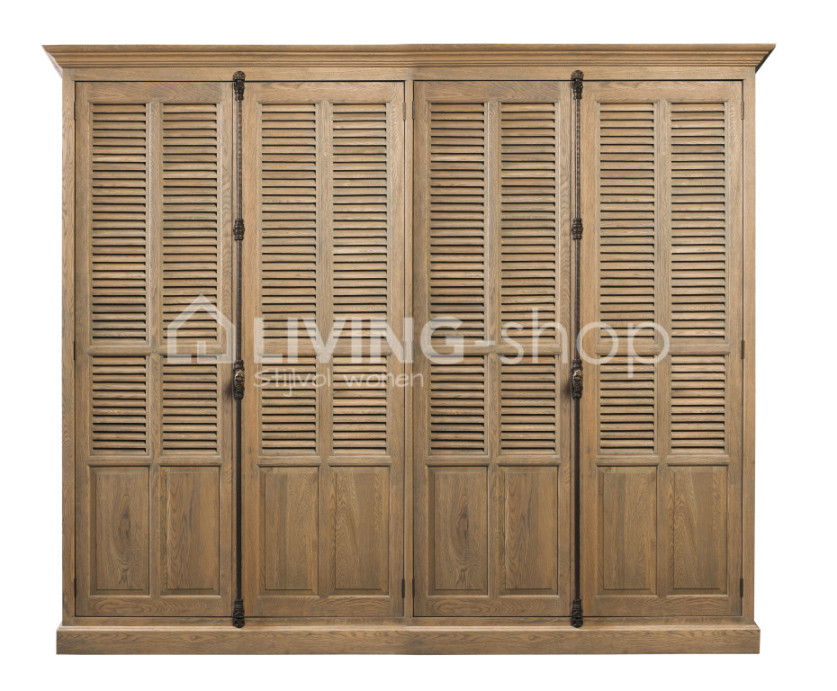 Country style oak wooden louvered wardrobe with  doors online