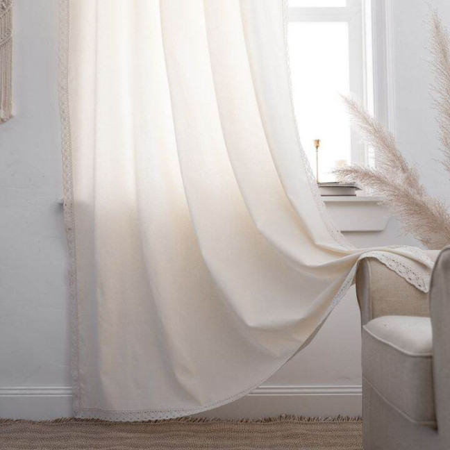 Curtains plain white plain finished cotton linen curtains for