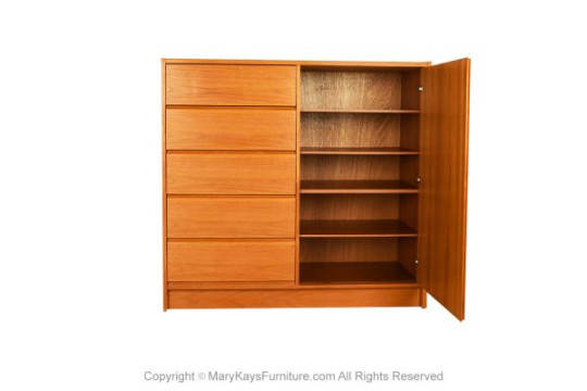 Danish Teak Mid-Century Tall Dresser Wardrobe - Mary Kay