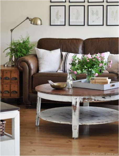 Decorating Around a Leather Sofa  Centsational Style