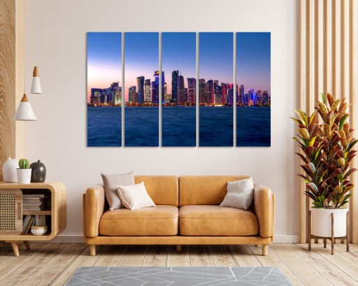 Doha Cityscape for Home Decor, Doha Painting for Wall, Doha Print