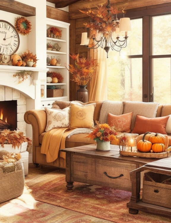 Dreamy Fall Farmhouse Living Room Decorating Ideas - Home Wall