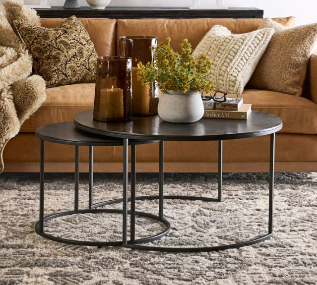 Duke Round Metal Nesting Coffee Table  Pottery Barn