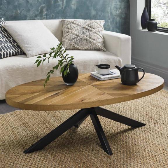 Ellipse Rustic Oak Large Coffee Table