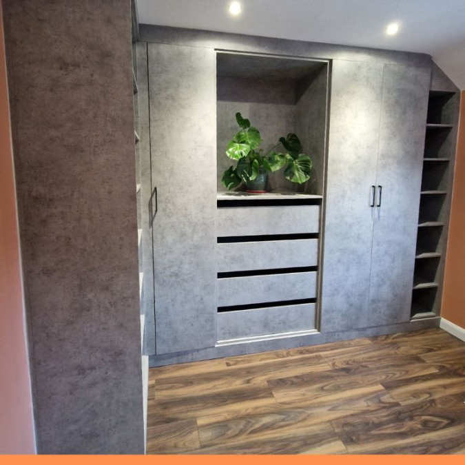 Examples of Grey Concrete Fitted Wardrobes