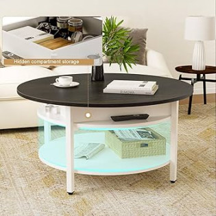 FABATO Round Lift Top Coffee Table for Living Room,