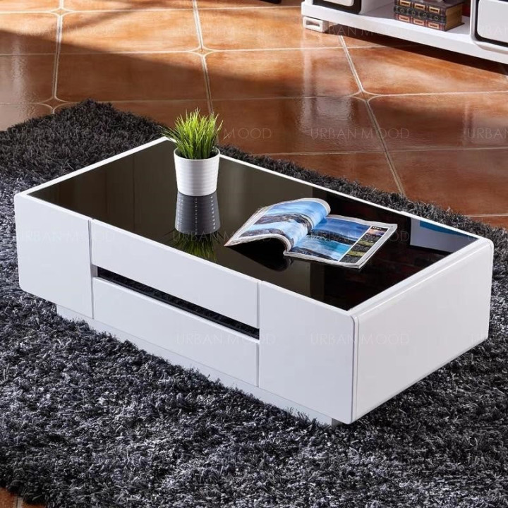 FERDINO Modern Glossy Piano White Coffee Table - L x W x H