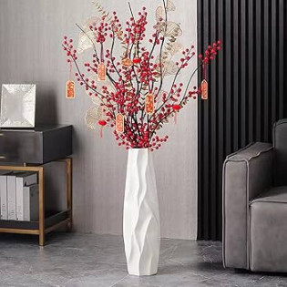 Floor Vase, GDSZJLJ  Inches Tall Ceramic White Large Decorative Vases for  Modern Home Decor, Living Room, Minimalist Style Flower Vase for Pampas