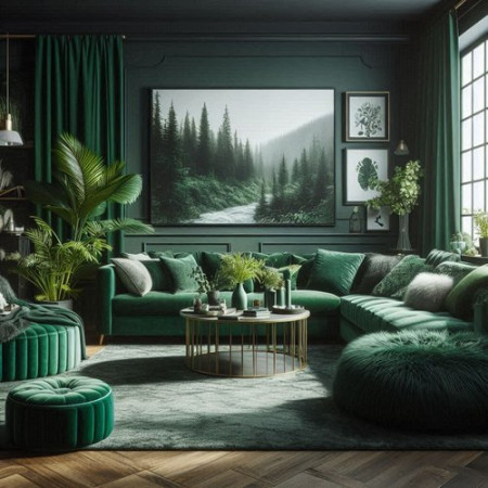 Forest Green Dark Green Living Room Ideas