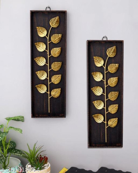 Gold Leaf Design Metal Wall Art Set – Perfect for Living Room Decoration