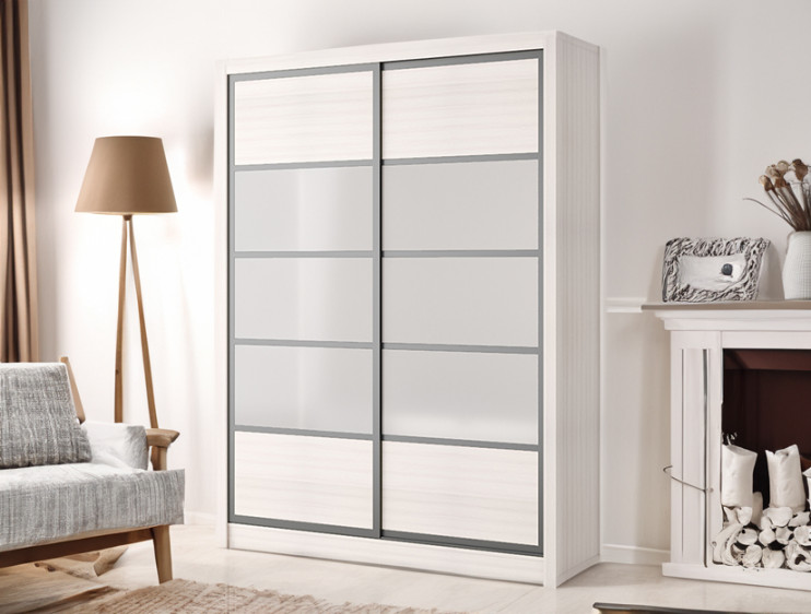 Harry Sliding Door Modular Wardrobe, White Glass