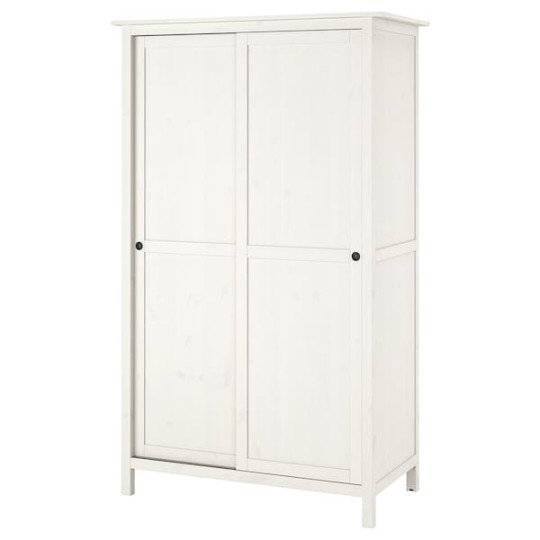 HEMNES wardrobe with  sliding doors, white stain, 10x cm