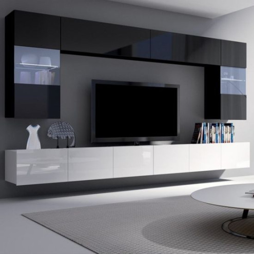 High End Modern White Black Lacquer TV Unit Wall Cabinet Living Room  Furniture TV Stands