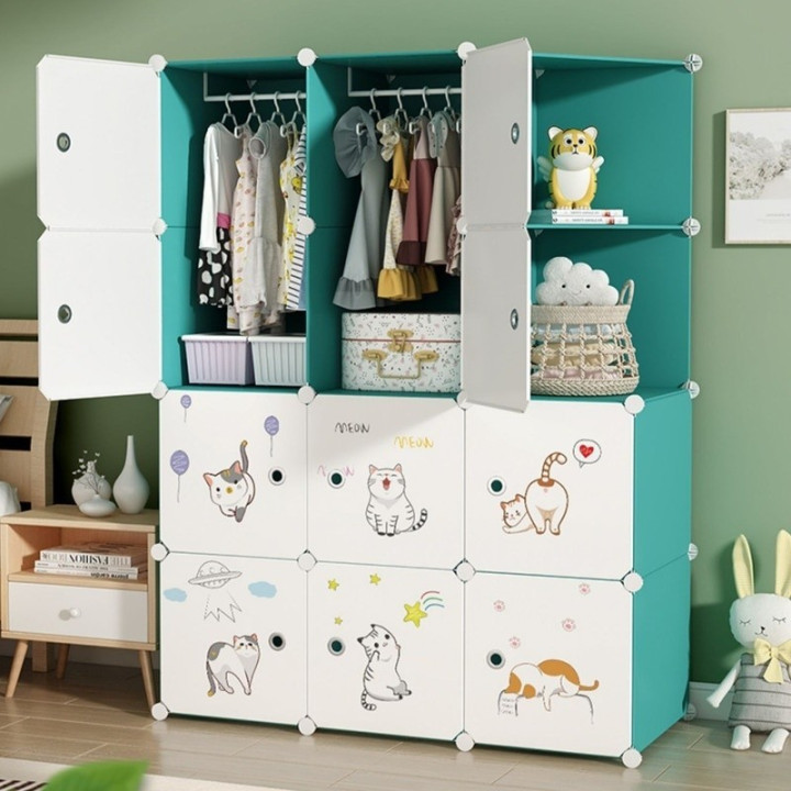 Home Bedroom Storage Wardrobe Kids Cupboard  Door Wardrobe Baby Wardrobe  Simple Assembly