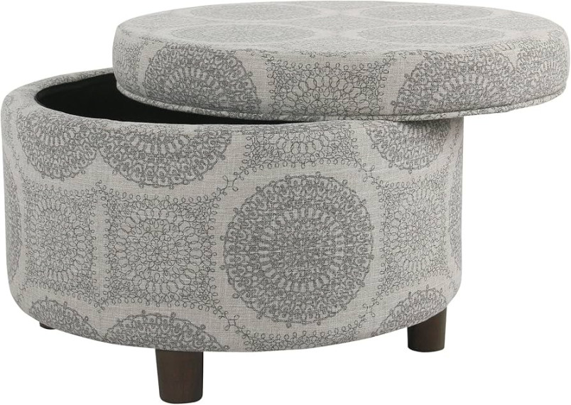 Homepop Home Decor  Upholstered Round Storage Ottoman  Ottoman