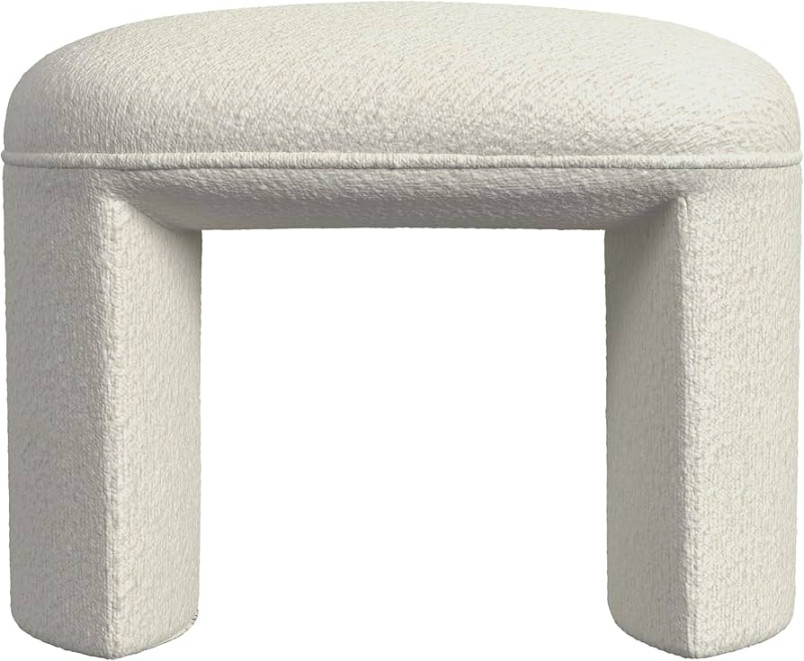 HomePop Quinn Modern Ottoman Home DécorOttoman for Living Room & Bedroom -  Cream White Boucle