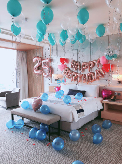 Hotel Room Birthday Decoration  Bloop Balloons Singapore