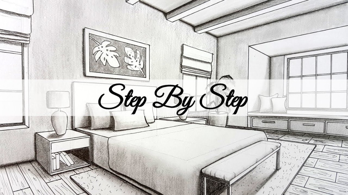 How to Draw A Bedroom in Two Point Perspective  Step By Step