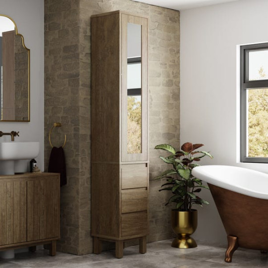 Humphrey Bathroom Tall Mirrored Cabinet  Dunelm