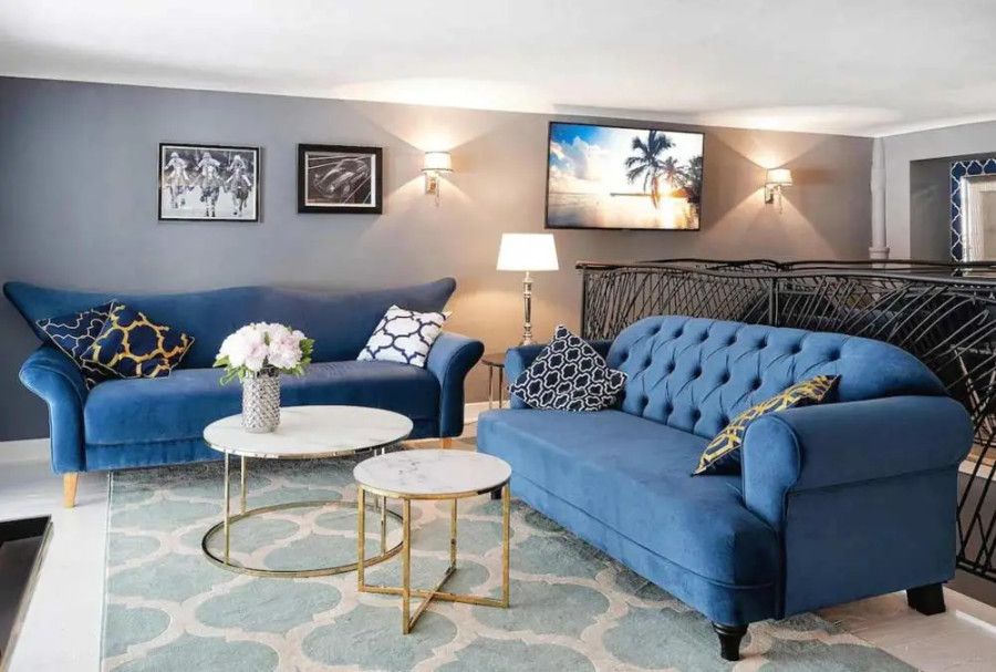 Ideas for Blue Sofas in Living Room Decor Schemes - Aspect Wall Art