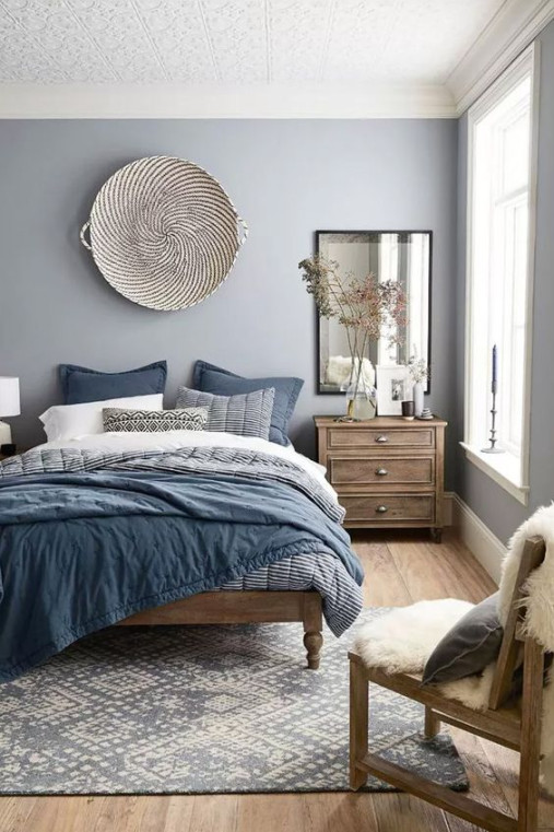 Ideas for Two Colour Combination for Bedroom Walls: Calming