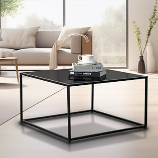 inoseen Coffee Table Black Modern Glass Coffee Tables