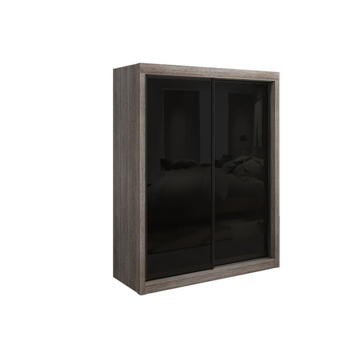 JAMIE Sliding Full Black Glass Wardrobe FT