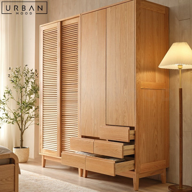 JENKIN Japandi Solid Wood Wardrobe -  Door L x W x 00H / Module A