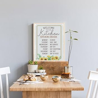 Kitchen Opening Hours- Monday Closed Home Decor- Funny Kitchen Wall Art  Sign, Modern Typographic Wall Art Print, Perfect Wall Decor For Home Decor,