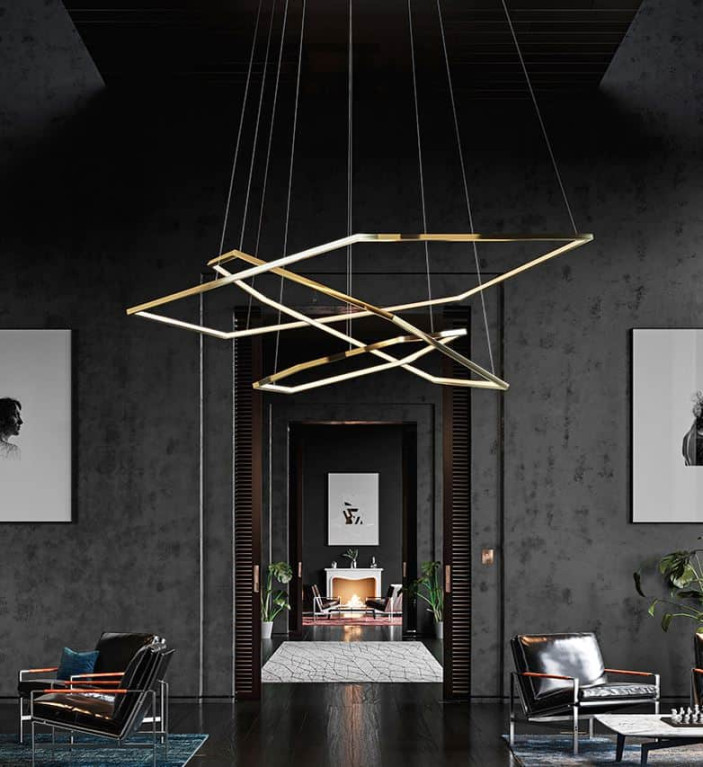 Laguuse Polygonal Large Rings Pendant Light  Screed