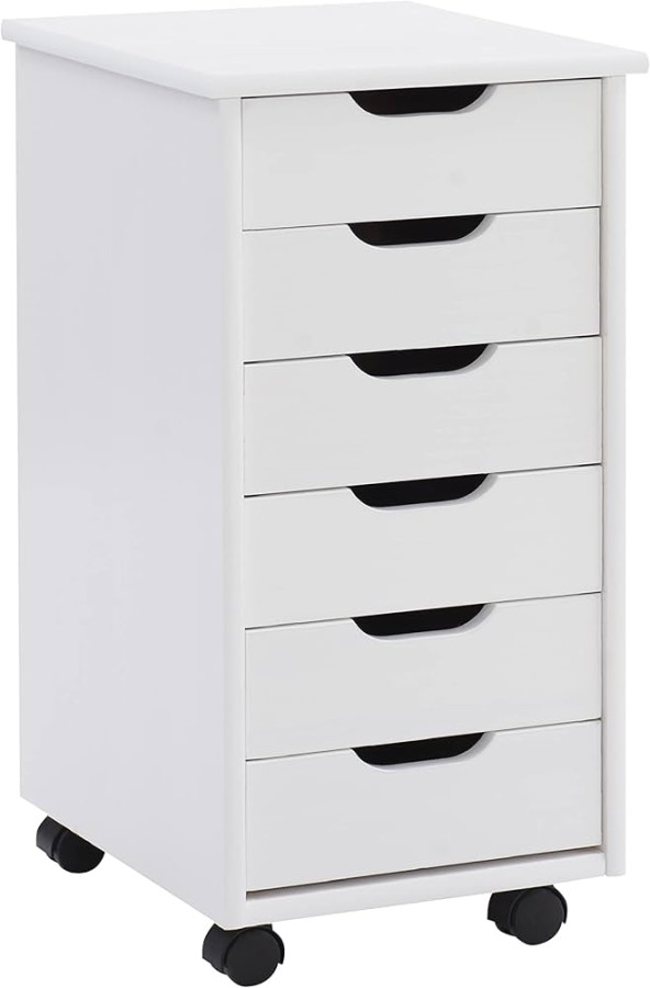 Linon Home Decor Products Corinne Six Drawer Storage, White Wash