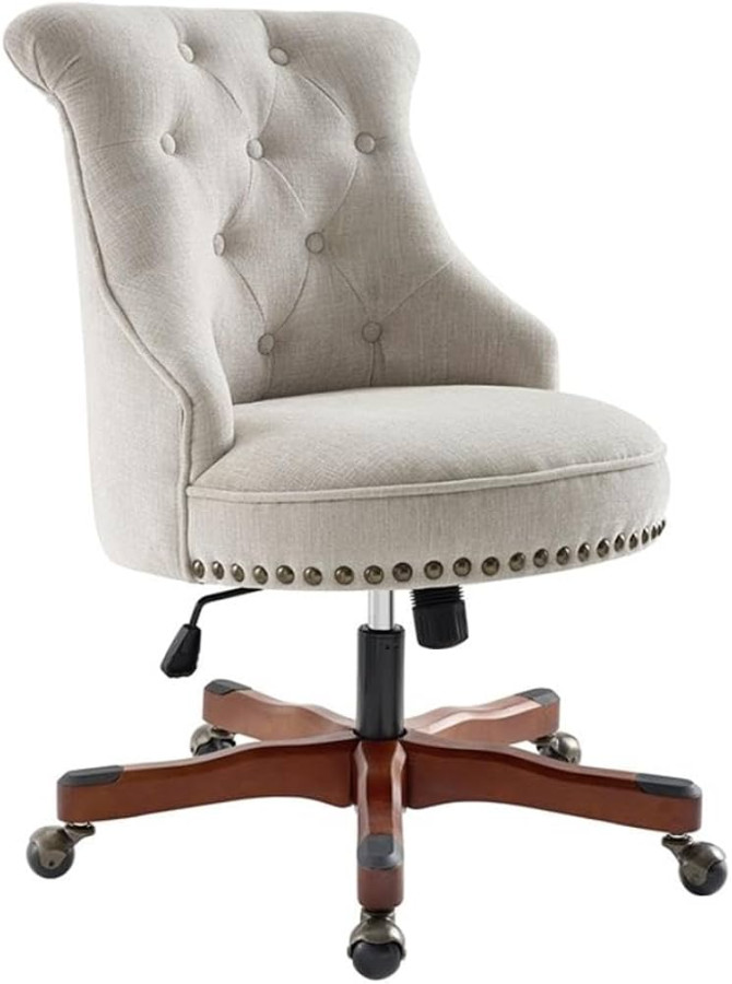 Linon Home Décor Sinclair Office Chair, Cream/Dark Walnut : Amazon