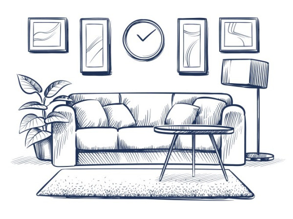 Living Room Sketch Vector Images (over ,)